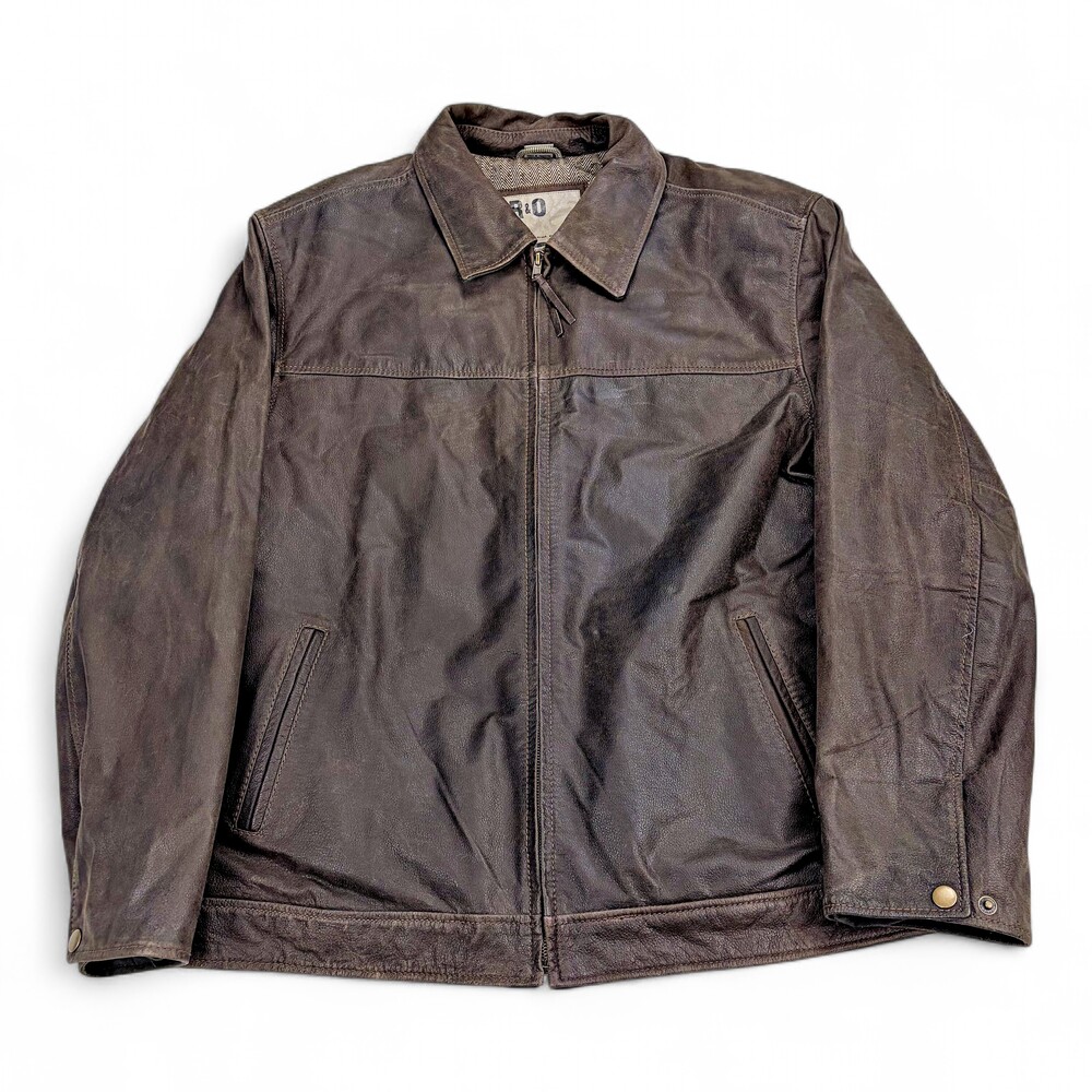 R&O Women's Brown Leather Zip Jacket XXL‎